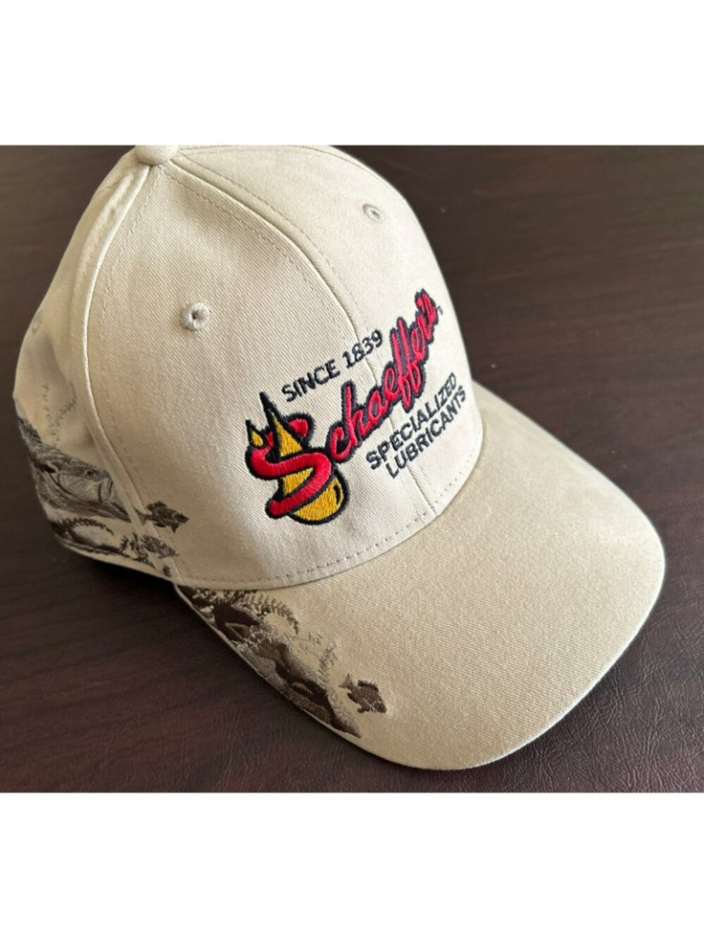 Dri-Duck Mens Tan Baseball Cap Schaeffers Logo Wildlife Embroidery Adjustable Co - Picture 2 of 9